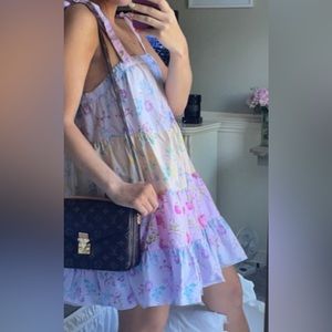 Love shack fancy target floral tiered tie strap dress size Medium